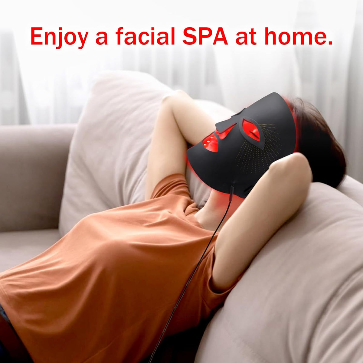Red Light Therapy for Face, 7 Colors Red Light Therapy Mask, Black